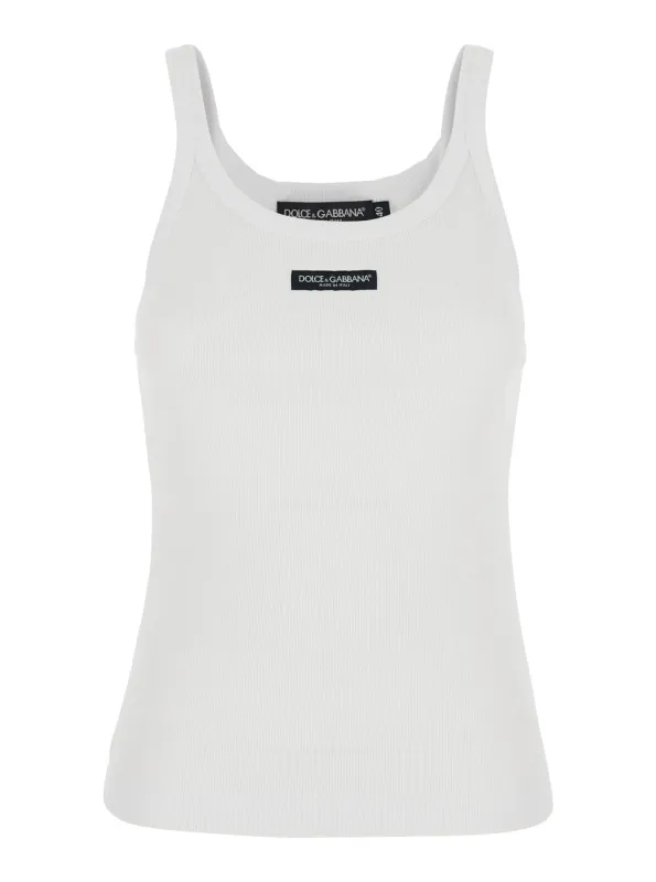 Sleeveless Cotton Top White made by Dolce & Gabanna