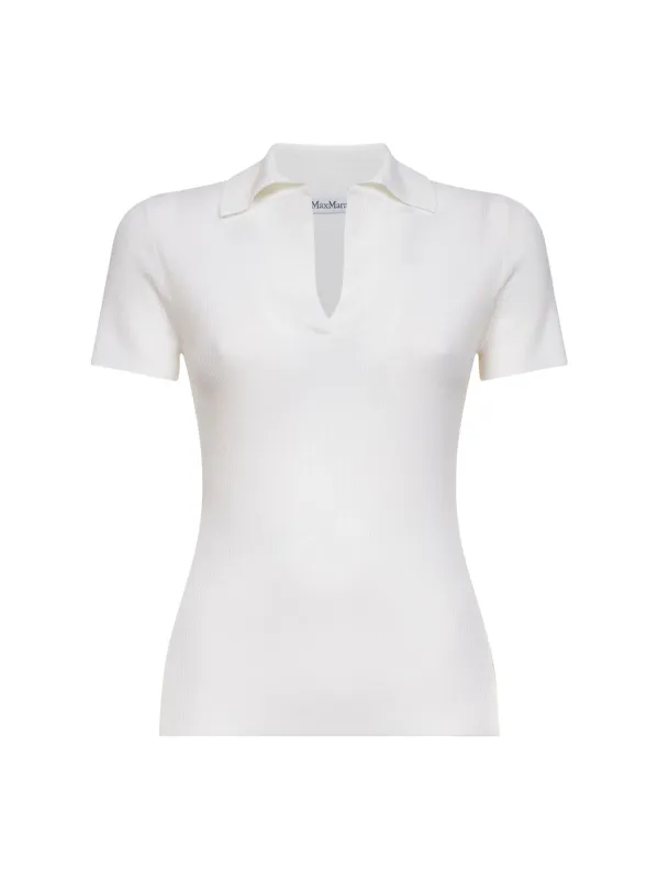 White Ribbed Wool Polo Shirt made by MaxMara