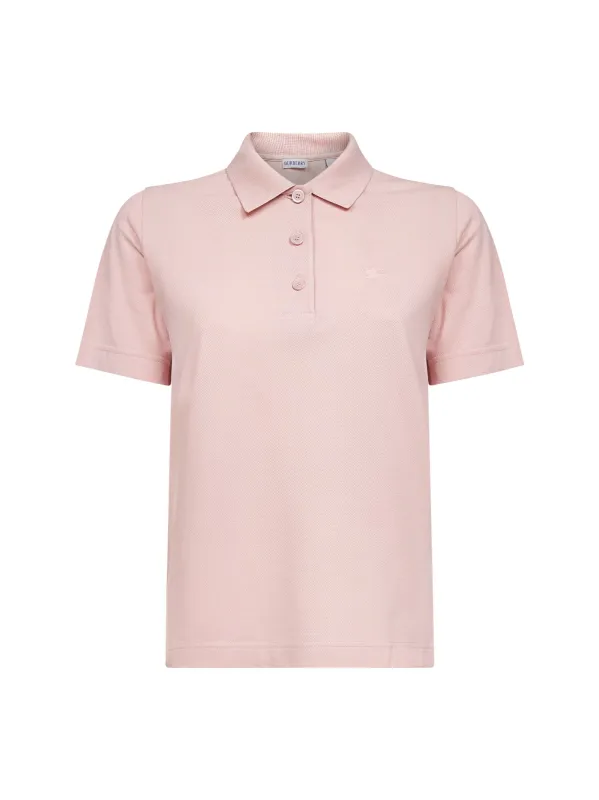 Pink Cotton Piqué Embroidered Polo Shirt made by Burberry