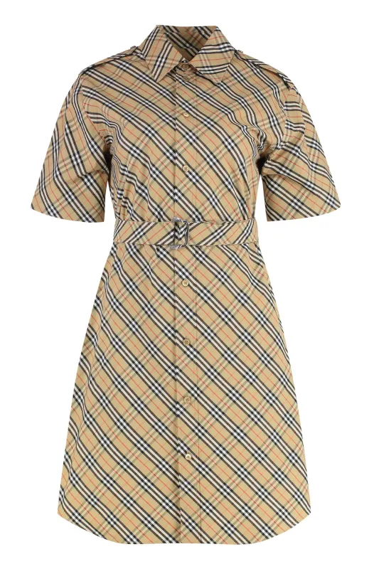 Cotton Shirtdress with Coordinated Waist Belt made by Burberry