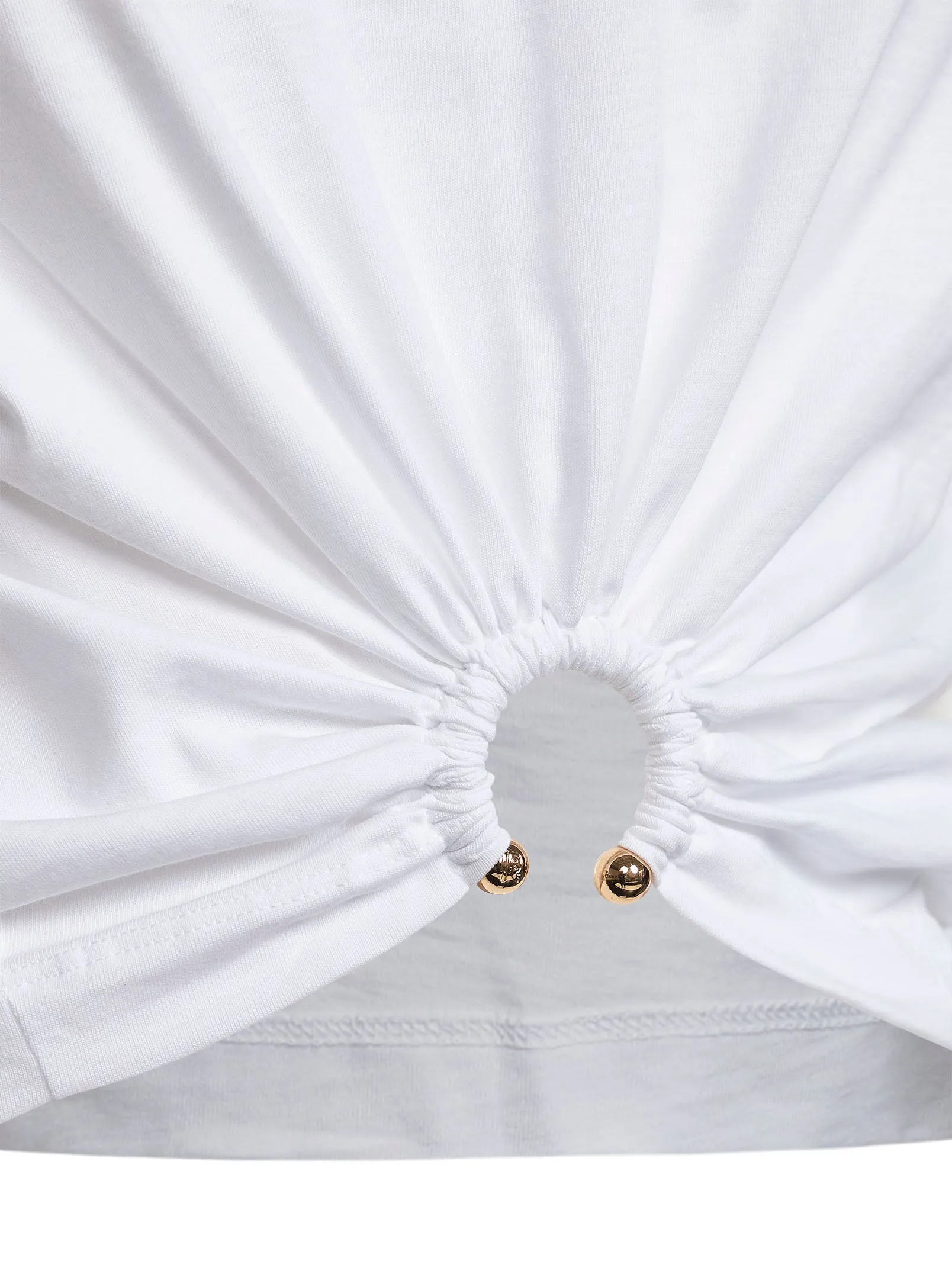 White Cotton Cropped T-Shirt with Piercing sold by Lord & Taylor product image thumbnail 3