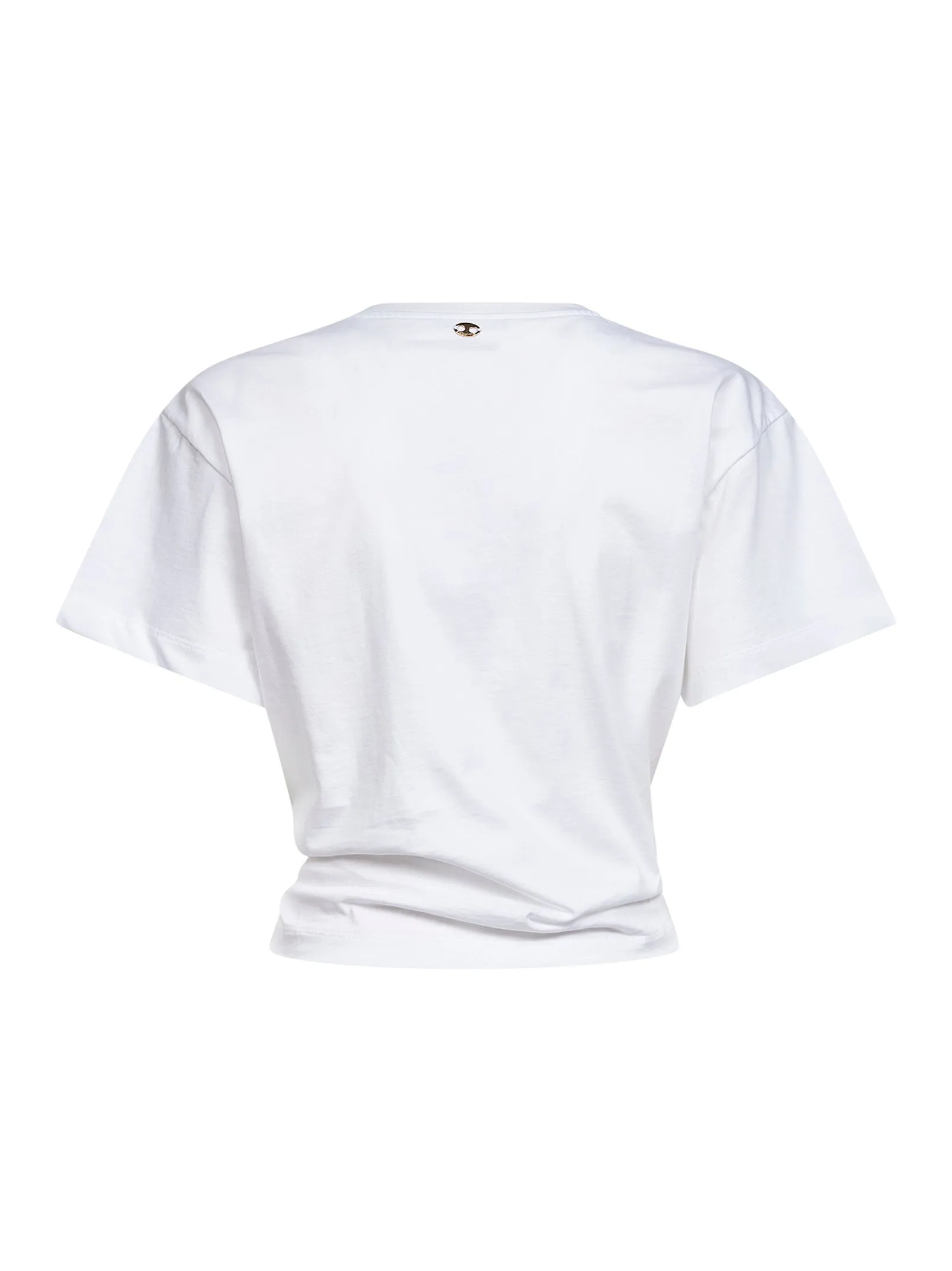 White Cotton Cropped T-Shirt with Piercing sold by Lord & Taylor product image thumbnail 2