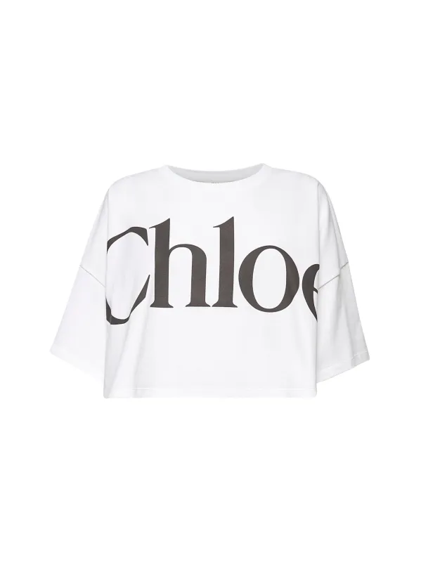 White Cropped Logo T-Shirt made by Chloe