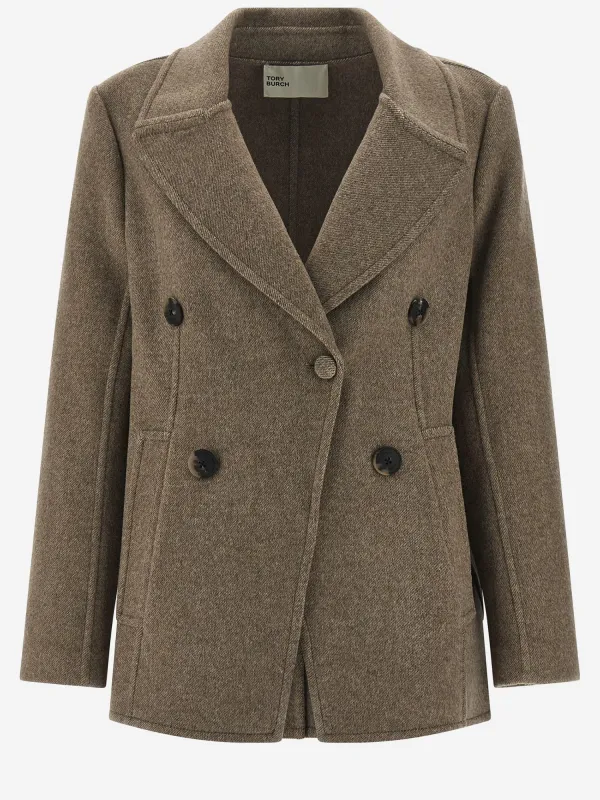 Wool Blend Double-Breasted Coat made by Tory Burch