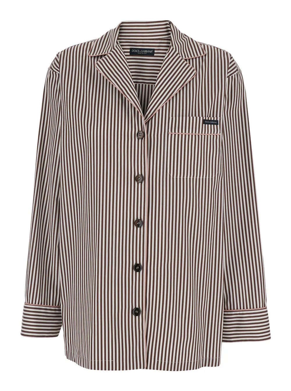 Shirt Notched Collar Brown Cotton sold by Lord & Taylor