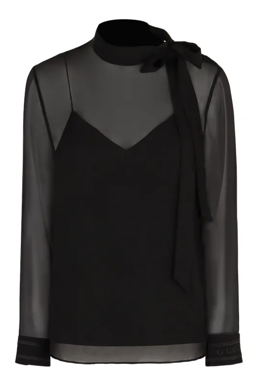 Pussy-Bow Silk Blouse made by Gucci