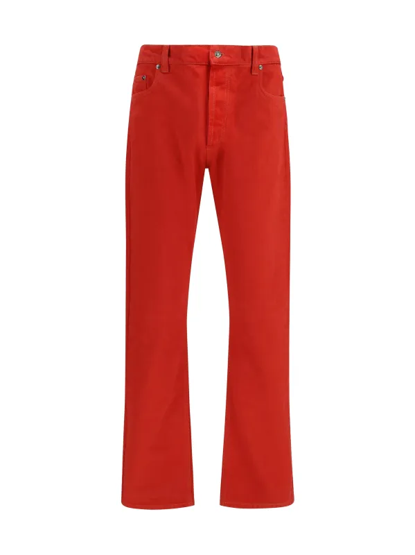Jeans Straight-Leg Red Cotton Denim made by Versace