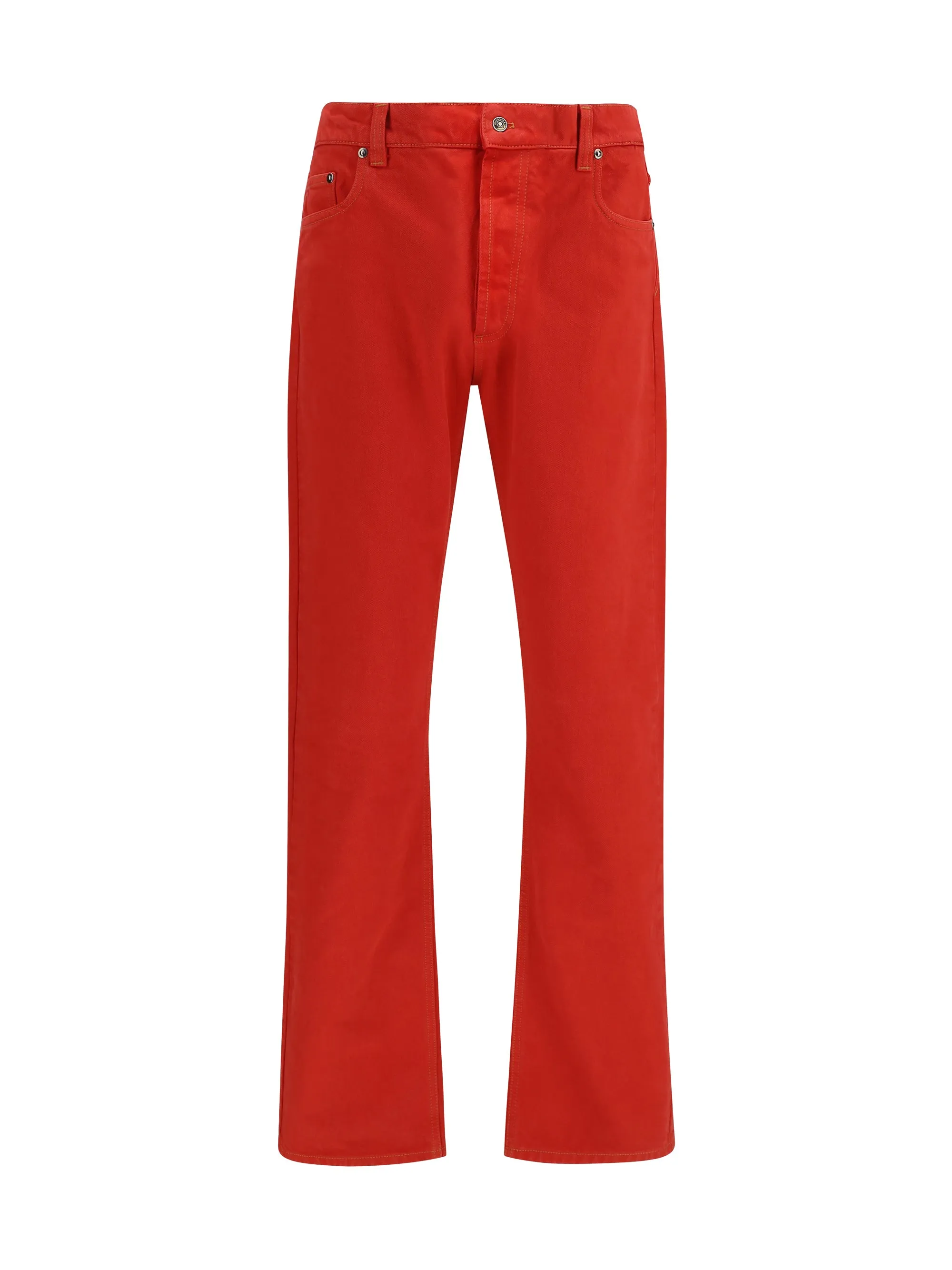 Jeans Straight-Leg Red Cotton Denim sold by Lord & Taylor
