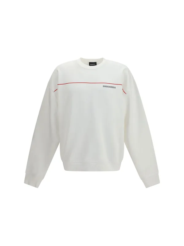 Cotton Crew Neck Sweatshirt White made by DSQUARED2