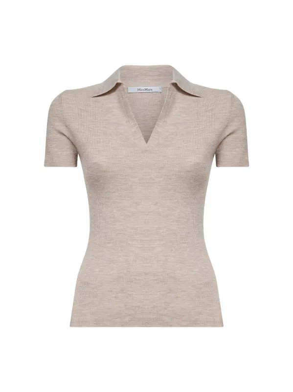 Powder Ribbed Wool Polo Shirt made by MaxMara