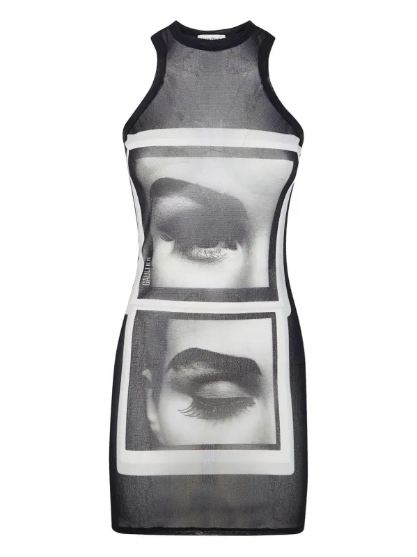 Dress with Eyes and Lips Print, Black made by Jean Paul Gaultier