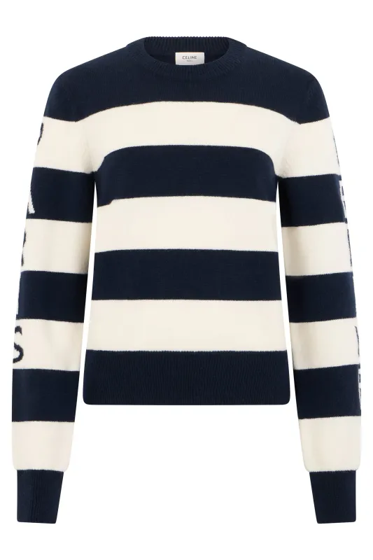 Crew Neck Sweater Blue made by Celine