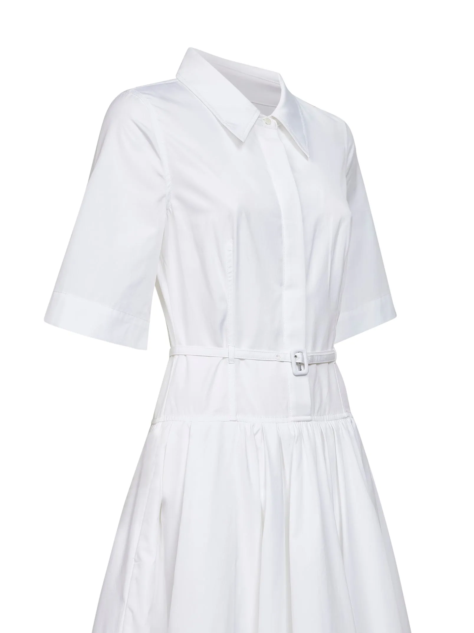 White Cotton Poplin Belted Midi Dress sold by Lord & Taylor product image thumbnail 3