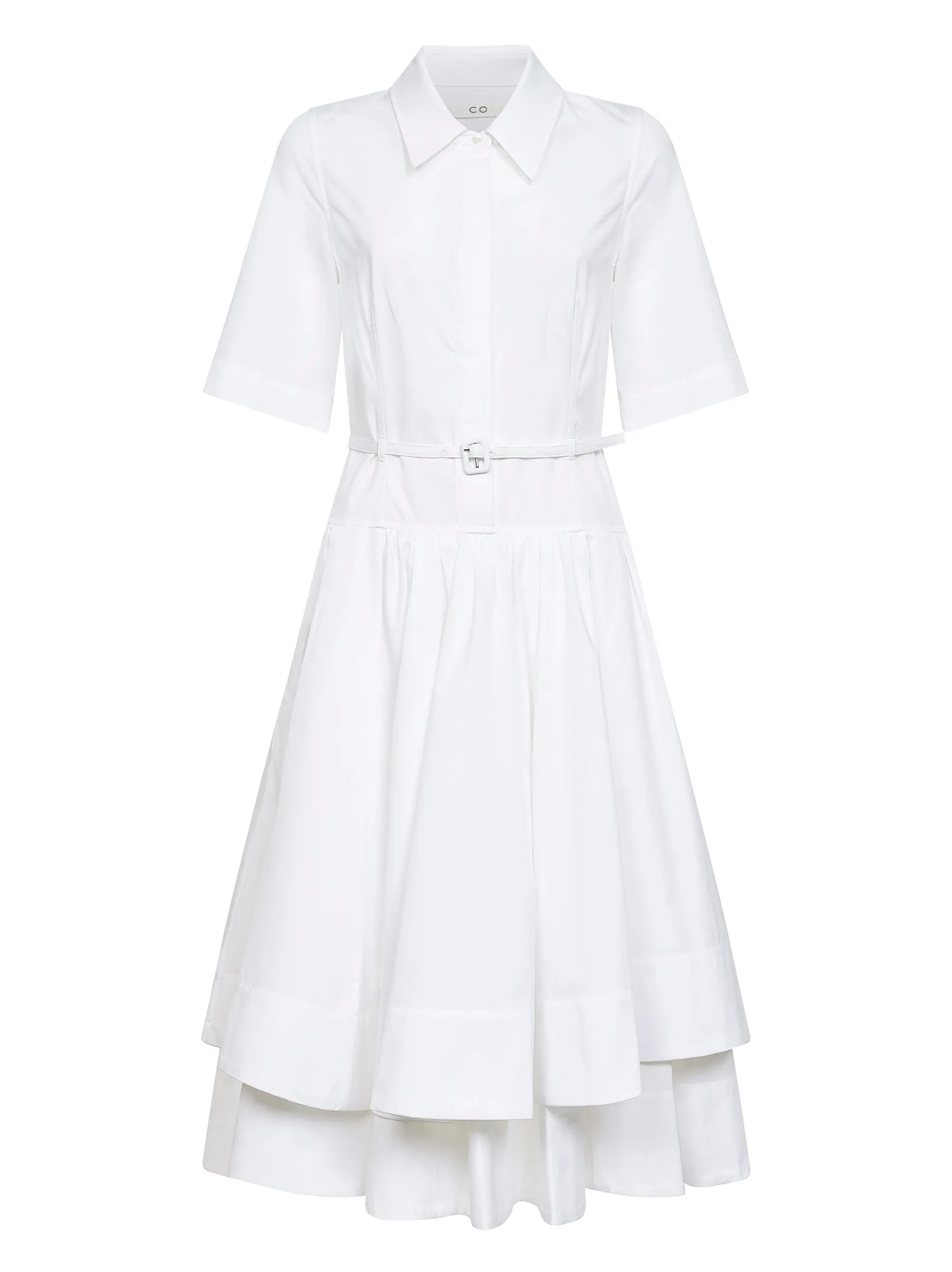 White Cotton Poplin Belted Midi Dress sold by Lord & Taylor