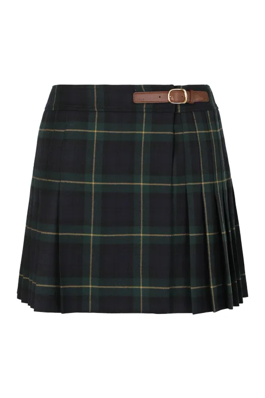 Tartan Wool Mini Kilt Skirt made by Celine