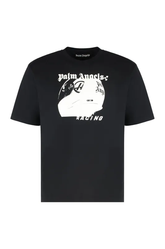 Cotton T-Shirt with Print made by Palm Angels
