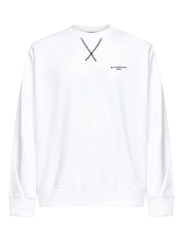 White Brushed Cotton Couture Seam Sweatshirt made by Givenchy