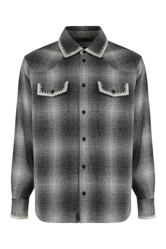 Checked Wool-Blend Long-Sleeve Shirt made by Golden Goose