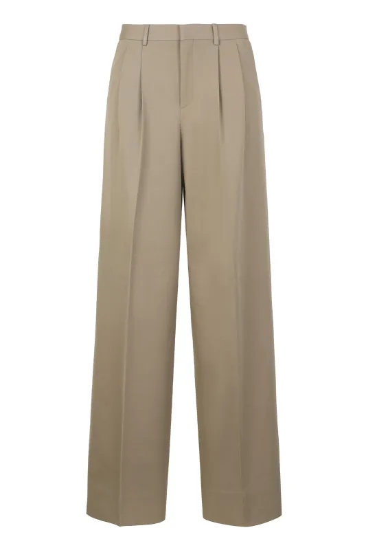 Wide-Leg Trousers in Cotton and Wool made by Celine