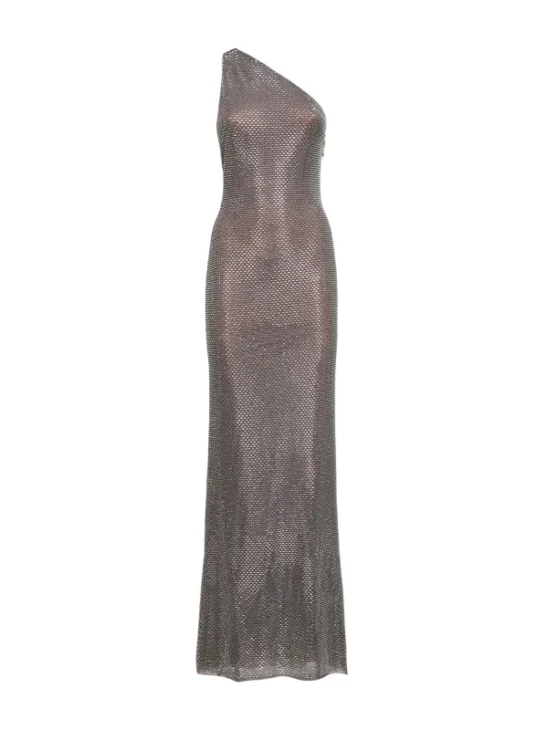 Maxi Dress One-Shoulder Grey made by Self-Portrait