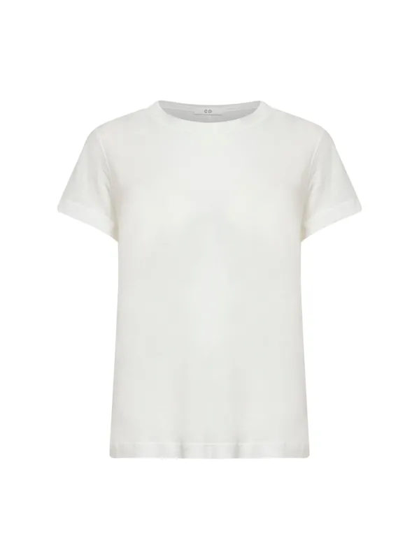 Ivory Ribbed Cotton Jersey Crewneck T-Shirt made by CO