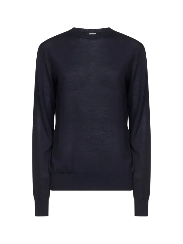 Midnight Blue Merino Wool and Silk Sweater made by Toteme