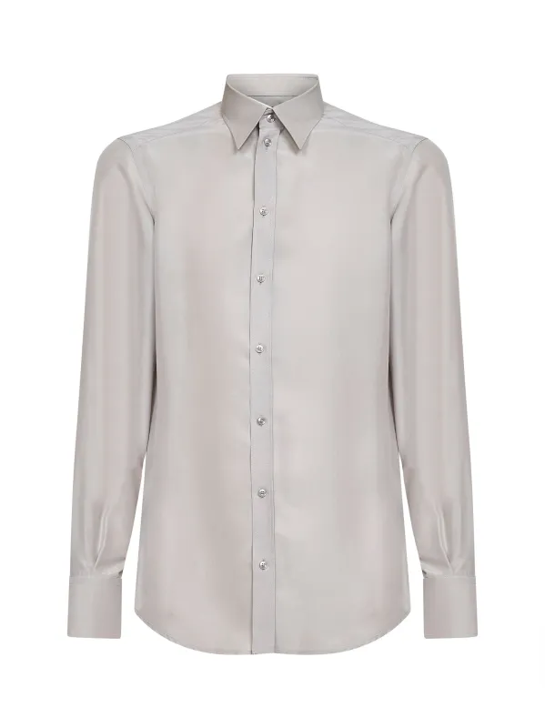 Shirt Martini Silk Crepe de Chine Light Grey made by Dolce & Gabanna