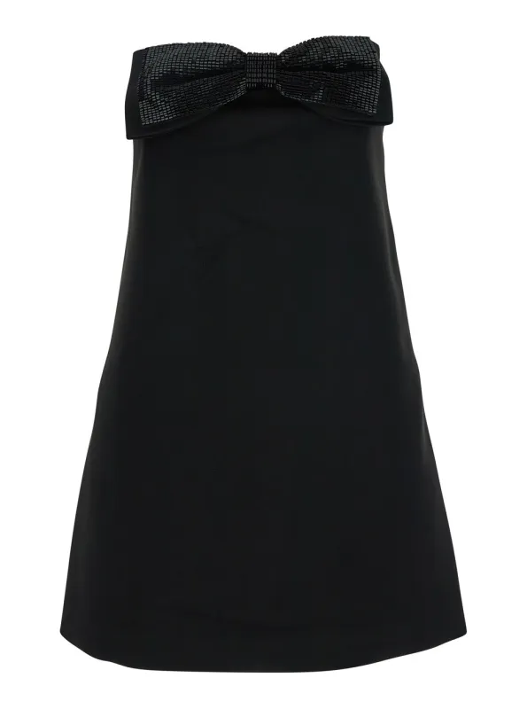 Black Sleeveless Mini Dress with Beaded Bow made by Self-Portrait