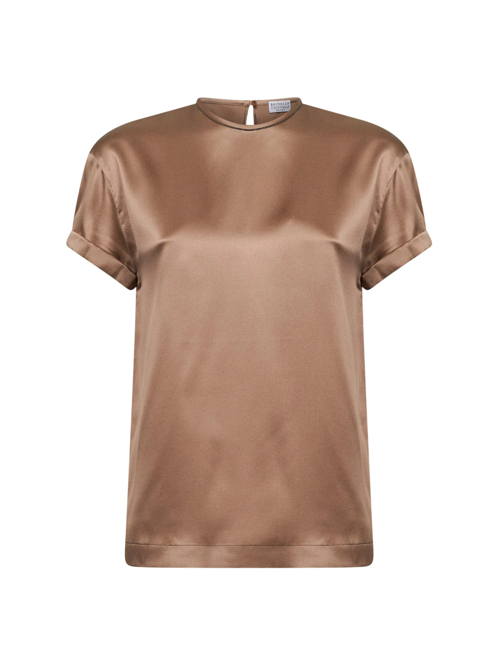 Beige Stretch Silk Satin Blouse sold by Lord & Taylor