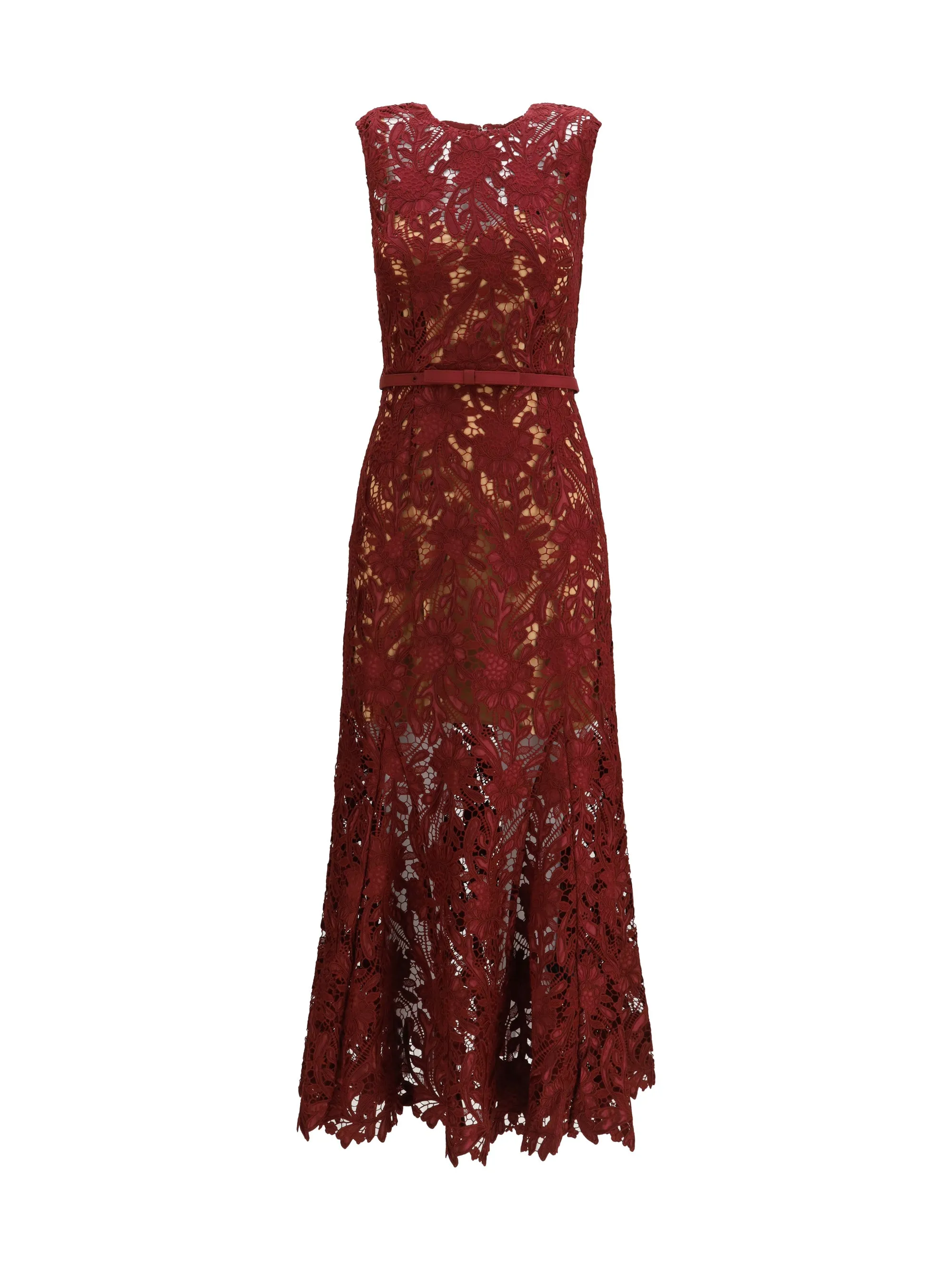 Midi Dress Guipure Lace Burgundy sold by Lord & Taylor