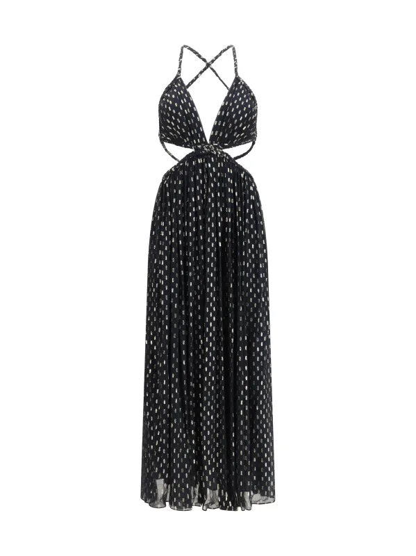 Maxi Dress Daylight Braid Trim Black made by Zimmermann