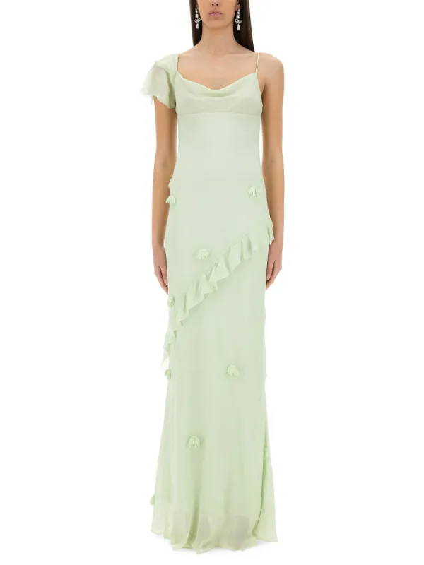 Long Dress with Floral Appliqués made by Self-Portrait