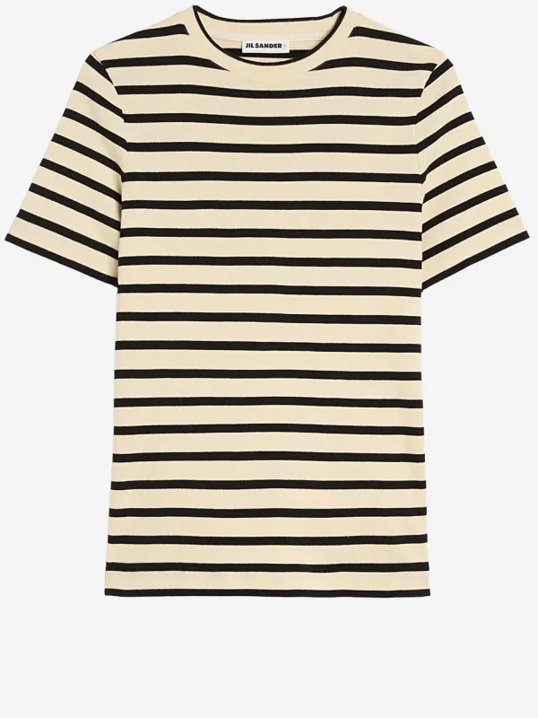 Cotton T-Shirt with Striped Pattern made by Jil Sander