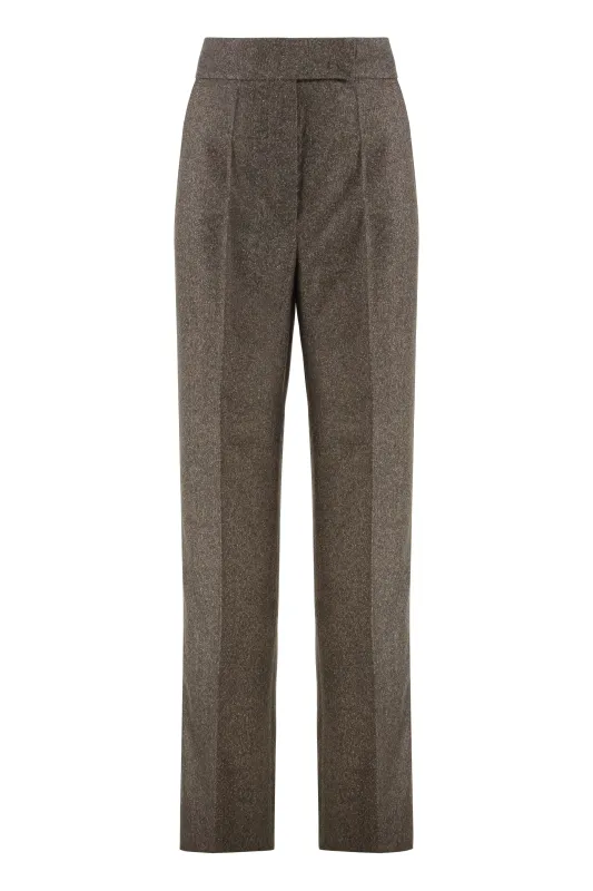 Wide-leg Trousers Wool Brown made by MaxMara