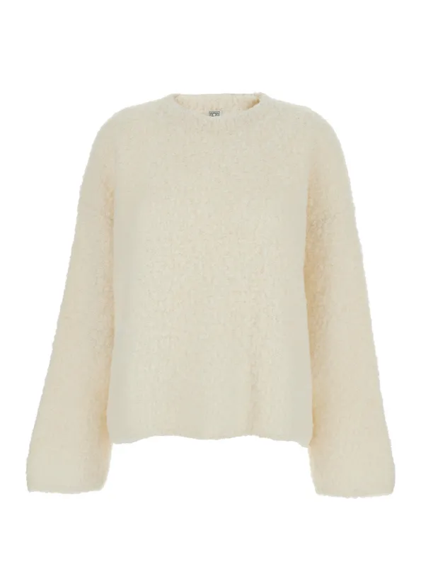 White Crewneck Sweater with Ribbed Trims made by Toteme