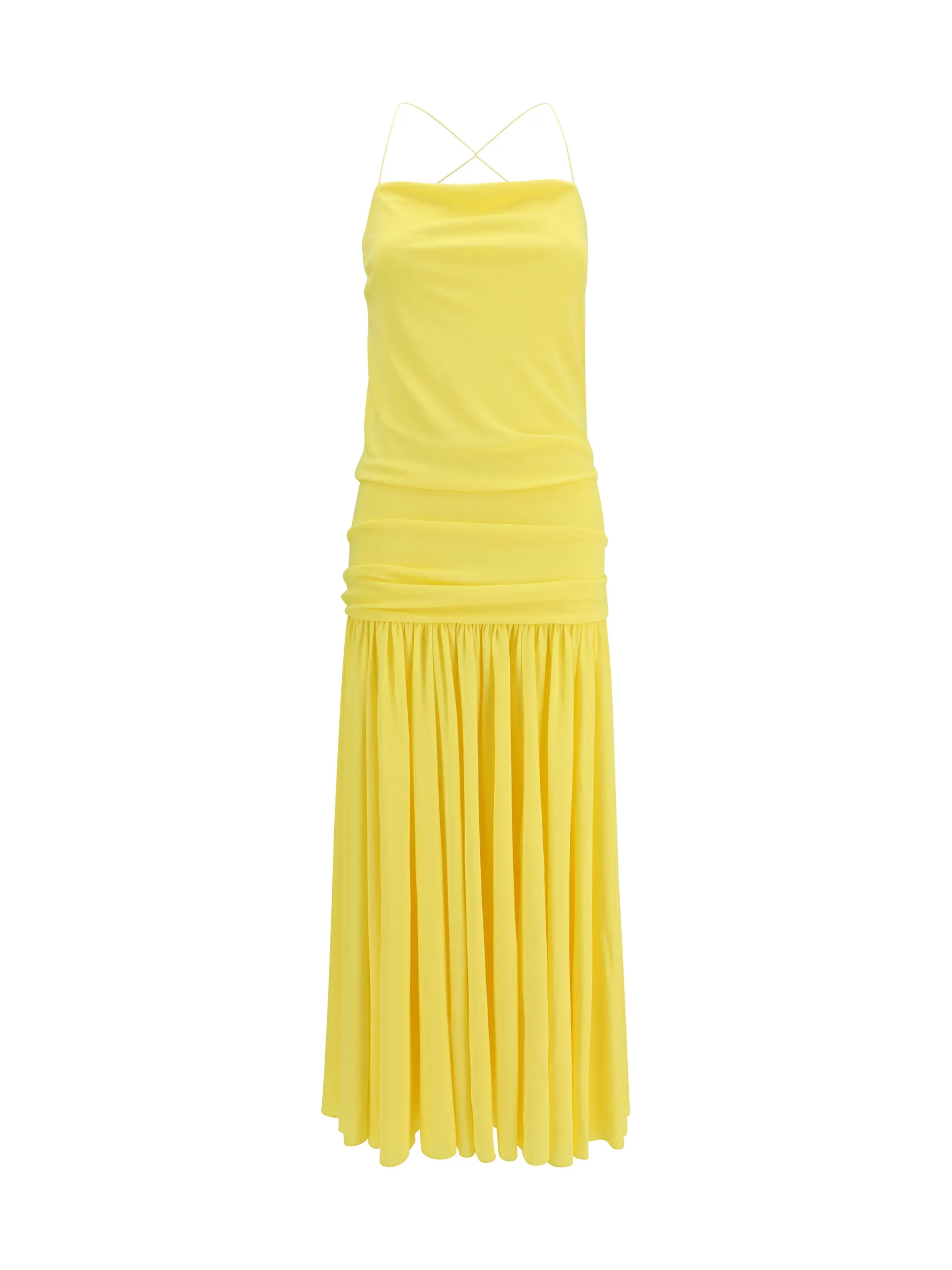 Pleated Midi Dress Yellow sold by Lord & Taylor
