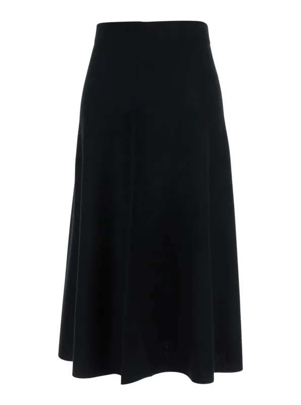 Black Knitted Flared Skirt in Wool made by Allude