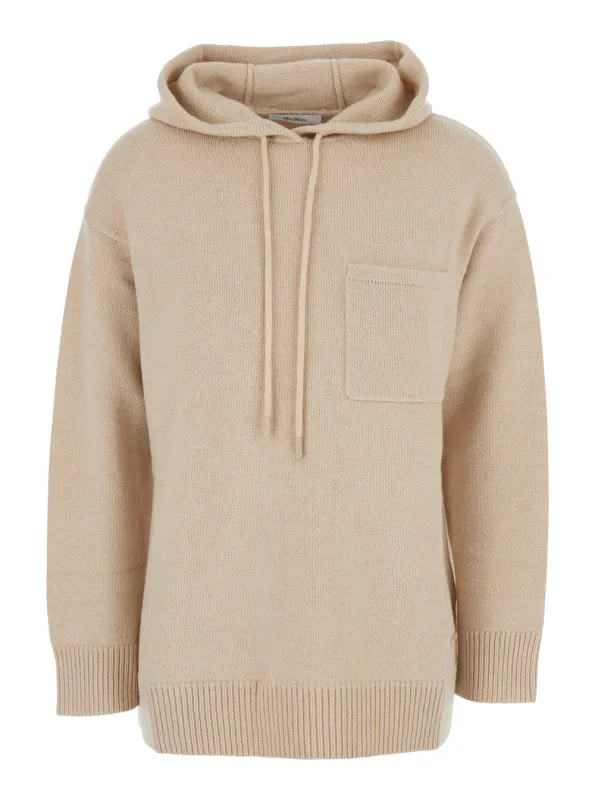 Beige Sweater with Drawstring Hood made by MaxMara