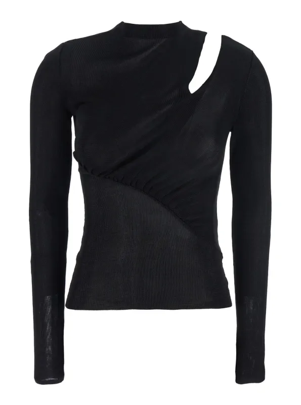 Black Long-Sleeve Top with Cut-Out Detail made by Self-Portrait