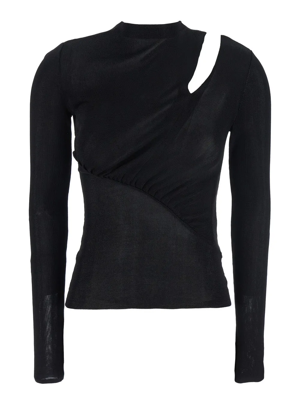 Black Long-Sleeve Top with Cut-Out Detail sold by Lord & Taylor