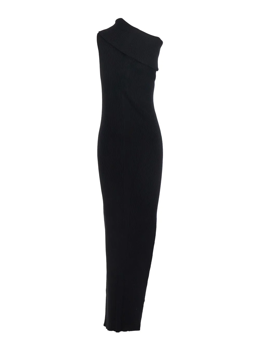 Black Ribbed Knit Asymmetric Long Dress sold by Lord & Taylor product image thumbnail 2