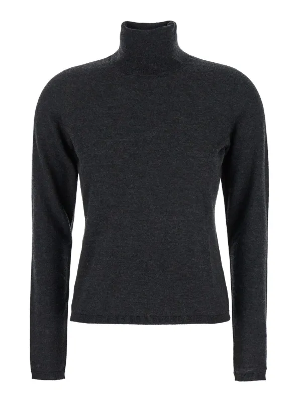 Grey High Neck Cashmere Sweater made by MaxMara