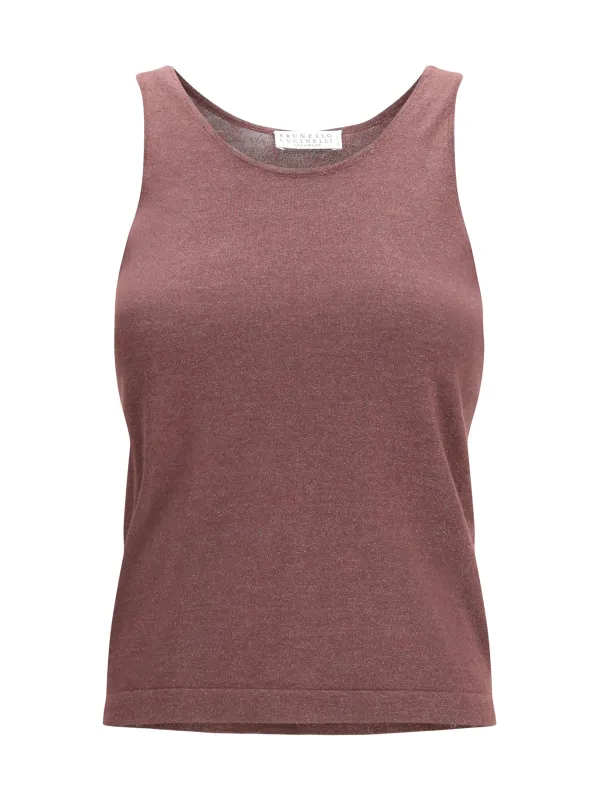 Tank Top Cashmere-Silk Rhubarb made by Brunello Cucinelli