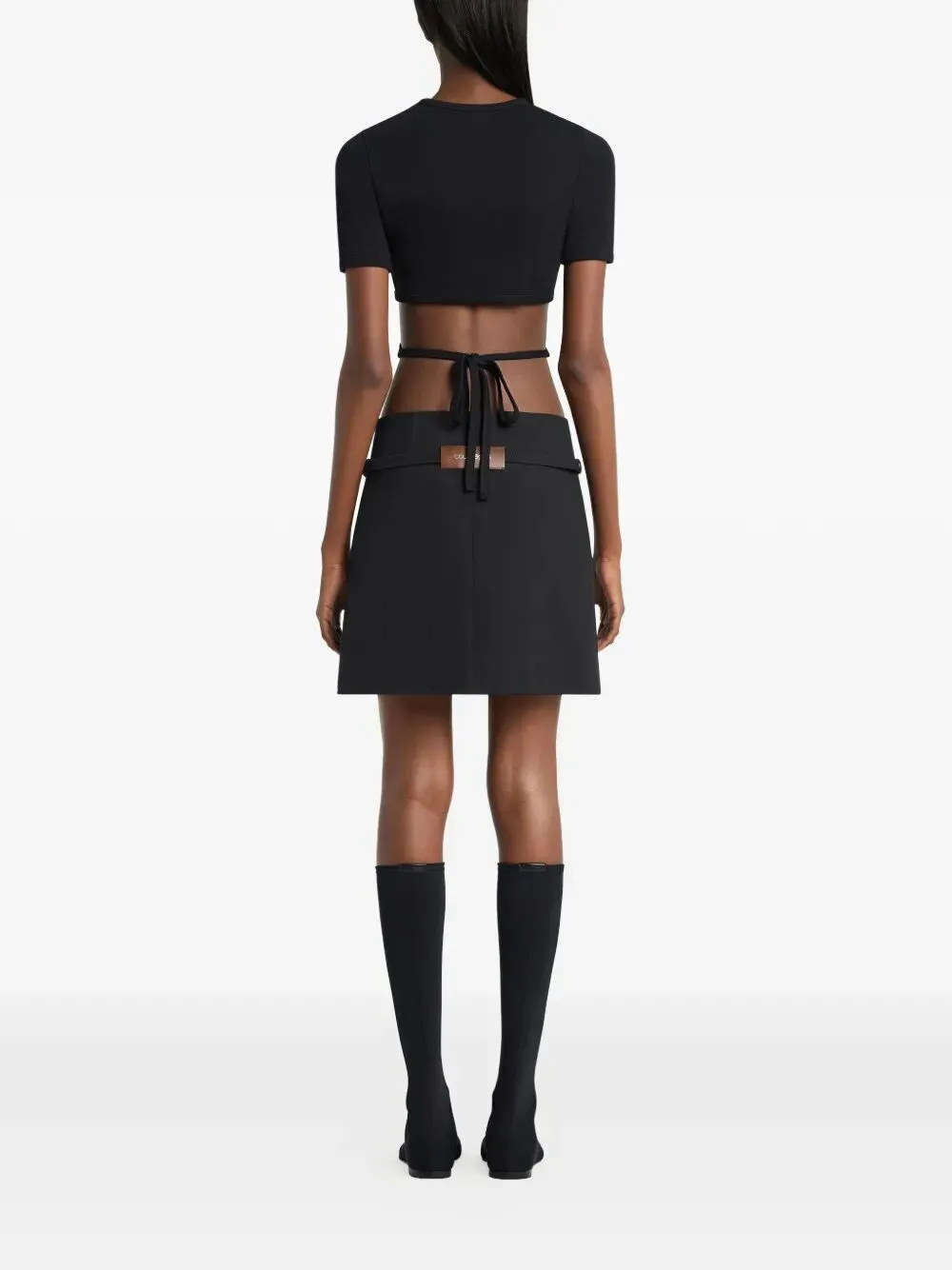RIBBON CUT OUT BLACK COTTON T-SHIRT sold by Lord & Taylor product image thumbnail 3