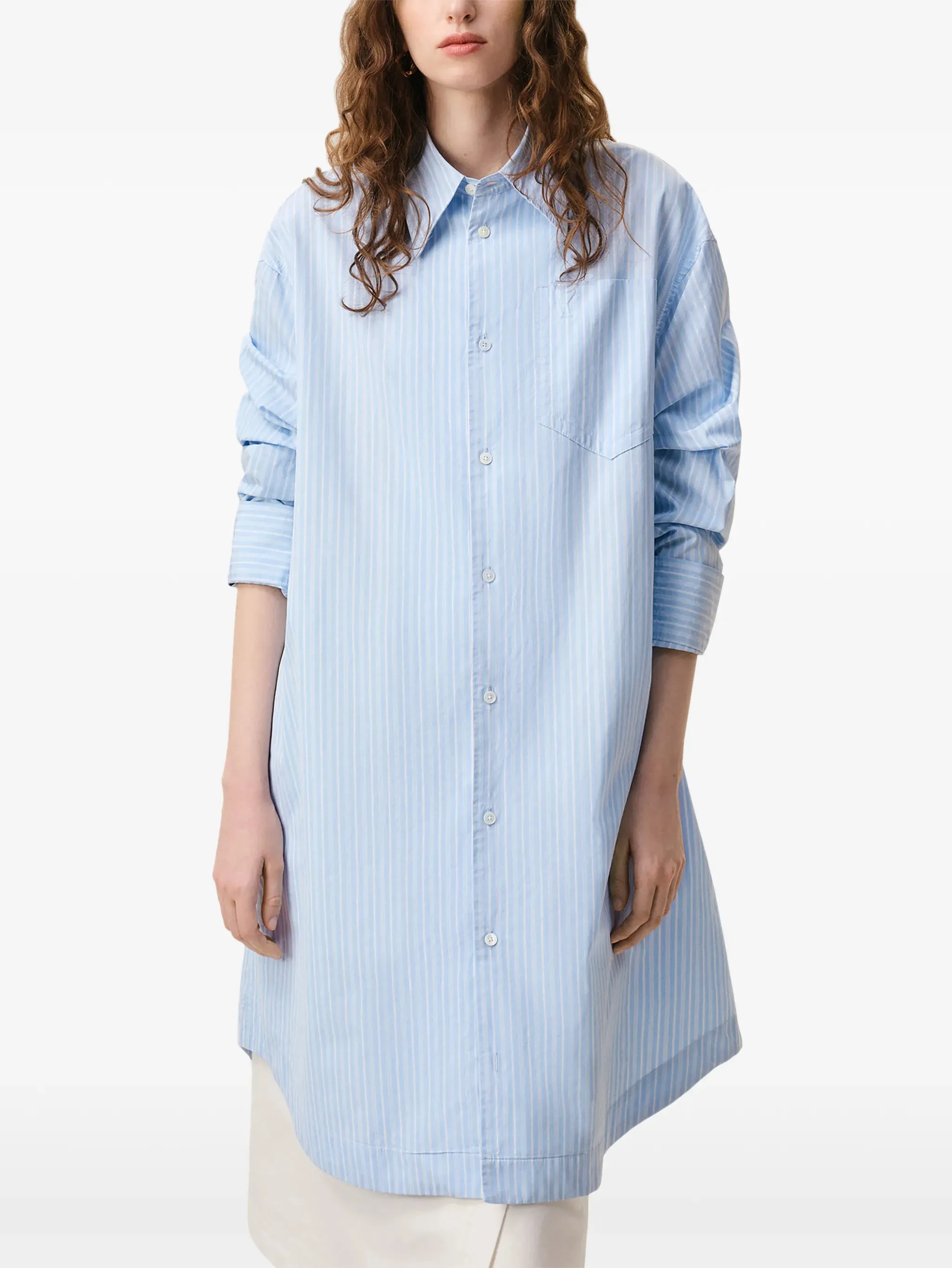 LIGHT BLUE AND WHITE STRIPED SHIRT DRESS sold by Lord & Taylor product image thumbnail 5