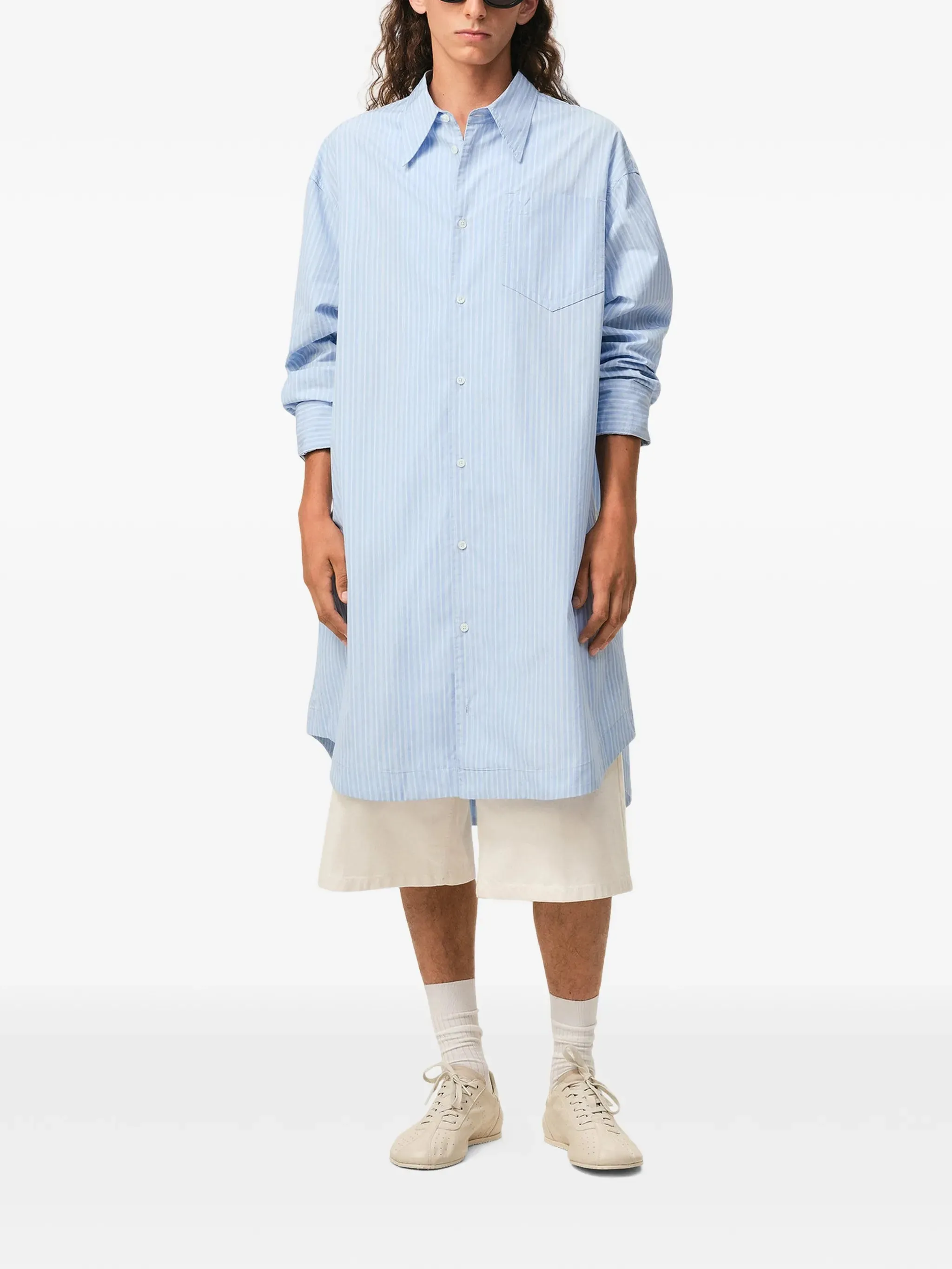 LIGHT BLUE AND WHITE STRIPED SHIRT DRESS sold by Lord & Taylor product image thumbnail 4