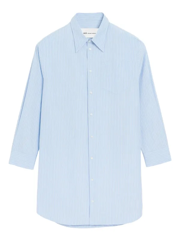 LIGHT BLUE AND WHITE STRIPED SHIRT DRESS made by Ami