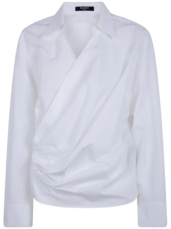 COTTON DRAPED WRAP SHIRT made by Balmain