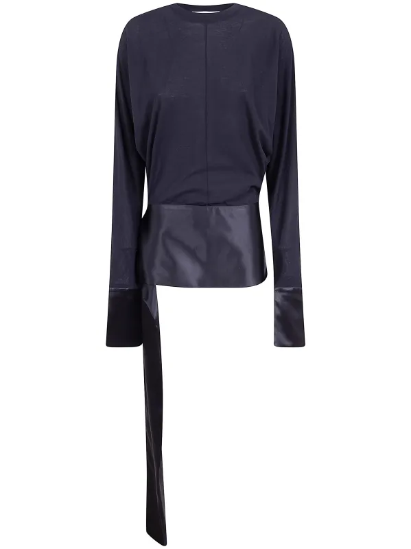 "LUNA" JERSEY TOP WITH DROPPED SATIN DETAILS made by DARKPARK
