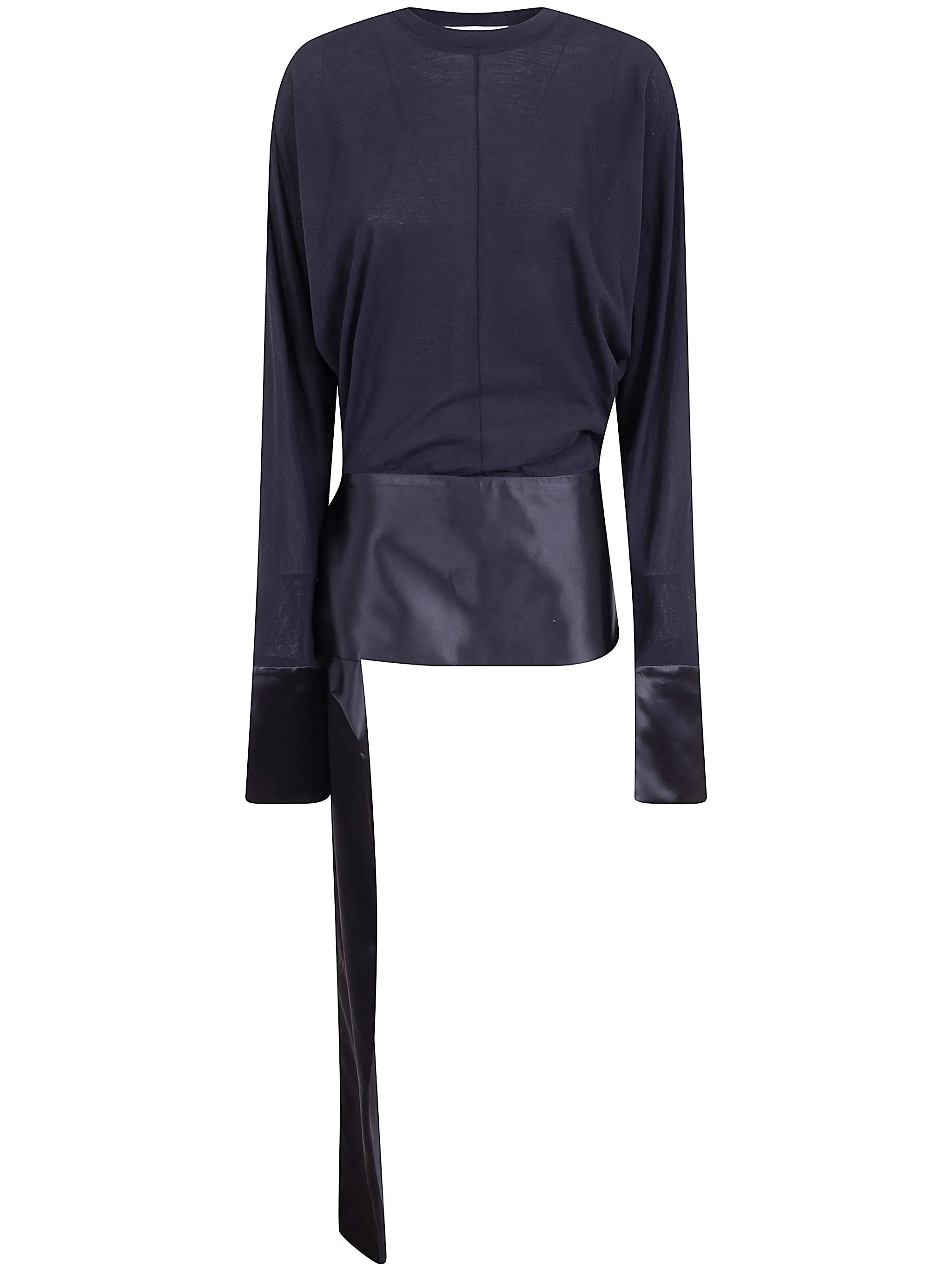 "LUNA" JERSEY TOP WITH DROPPED SATIN DETAILS sold by Lord & Taylor